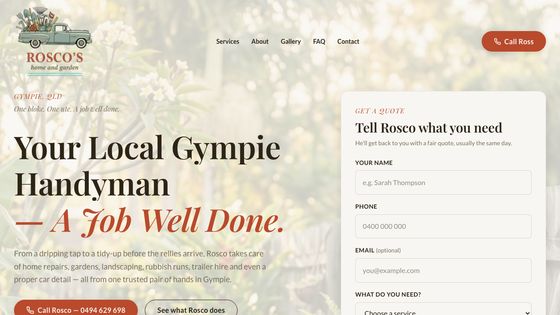 Rosco's Home and Garden website